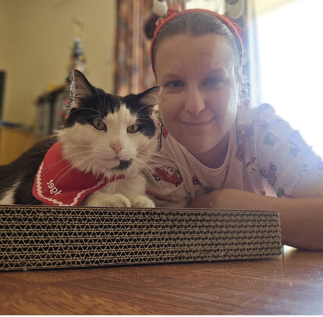 Shannon, registered teacher with her cat Gadget